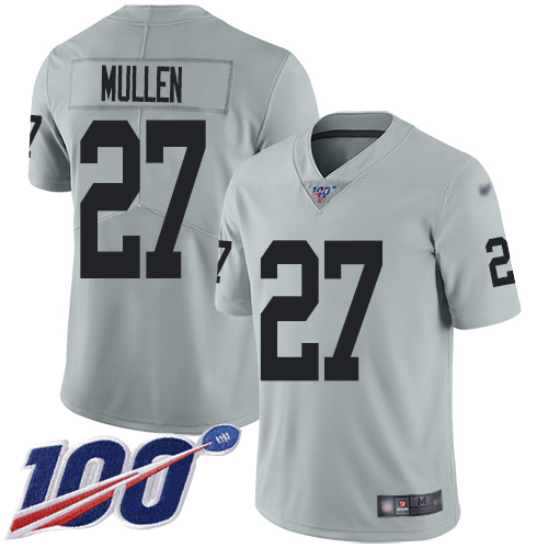 Men Oakland Raiders Limited Silver Trayvon Mullen Jersey NFL Football 27 100th Season Inverted Jersey